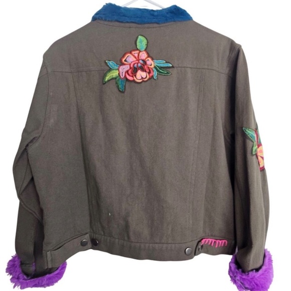 Natural Life Tara Embellished Jacket Floral Boho Festival Denim Jacket MED - Picture 6 of 6